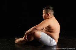 Underwear Man White Sitting poses - simple Overweight Short Black Sitting poses - ALL Standard Photoshoot  Academic